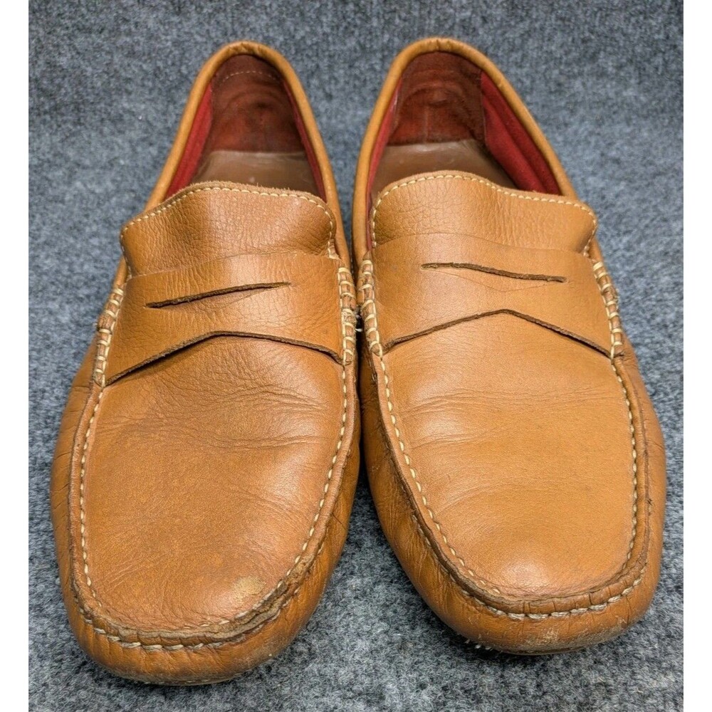 Donald J Pliner Varran Mens 12M Tan Leather Driving Loafers Moccasins Brazil